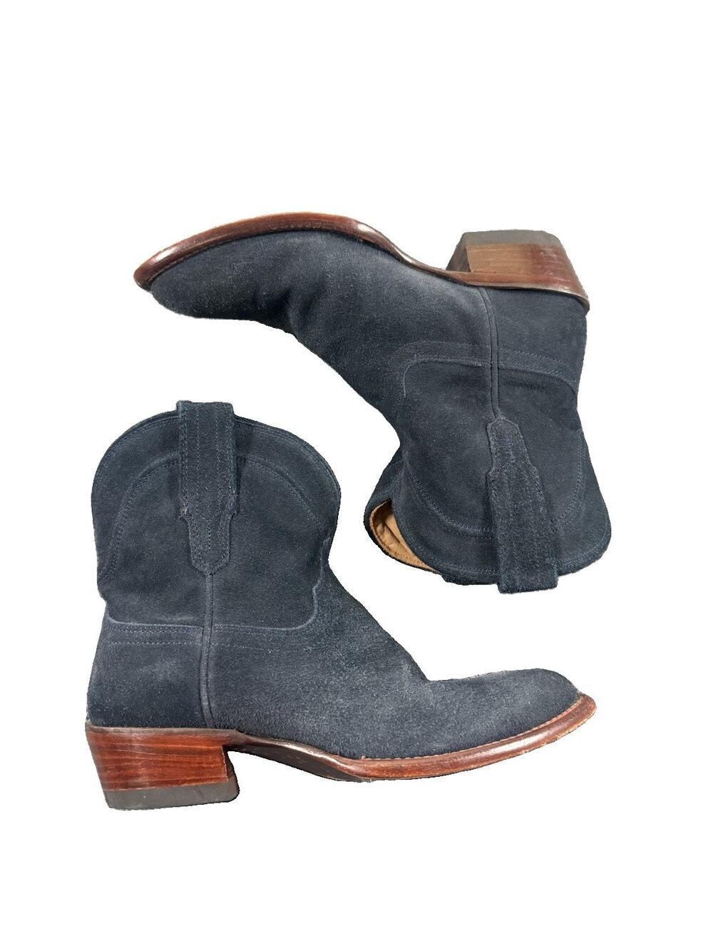 Tecovas The Lucy Navy Blue Suede Western Ankle Boots Women’s 6B